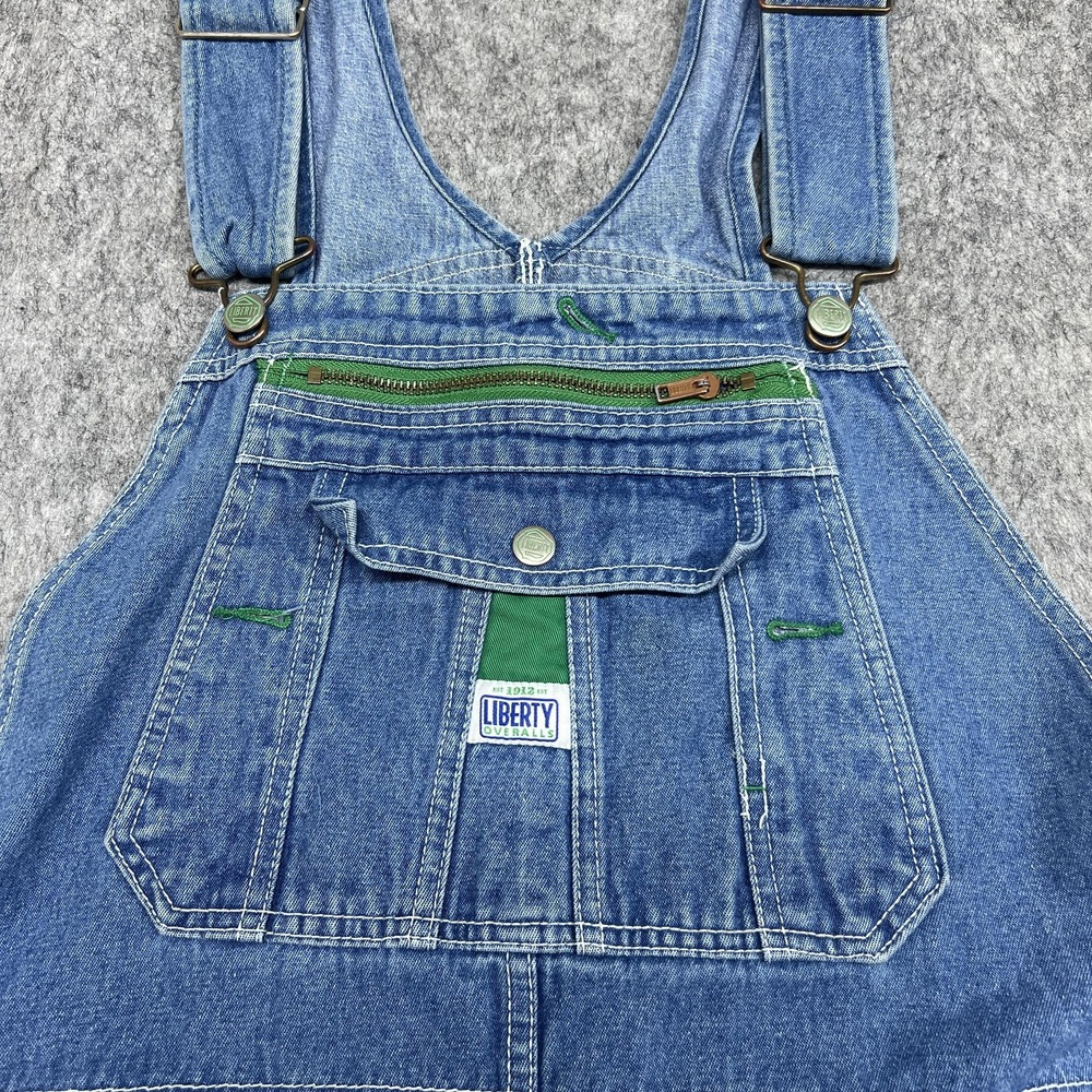 Liberty Denim Bib Overalls Mens 40x27 Blue Carpenter Zipper Bib Pocket Hammer - Picture 3 of 15
